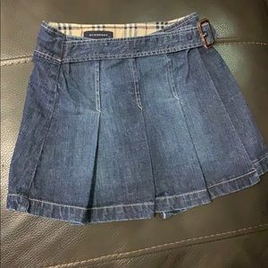 Burberry girls size 4 jean denim pleated skirt
